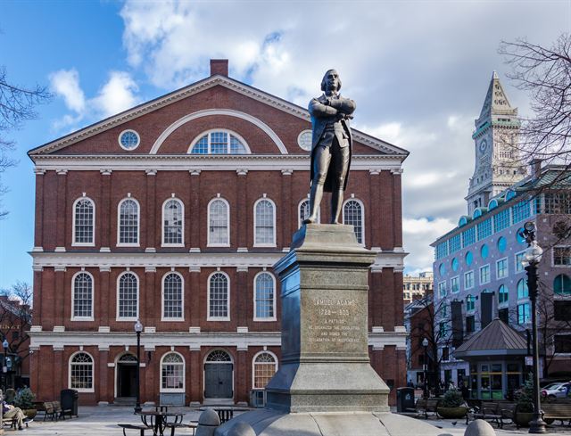 Faneuil Hall with the Samuel Adams statue