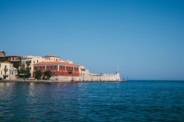 Chania's Firkas fortress and Maritime Museum of Crete at the entrance to the old harbor
