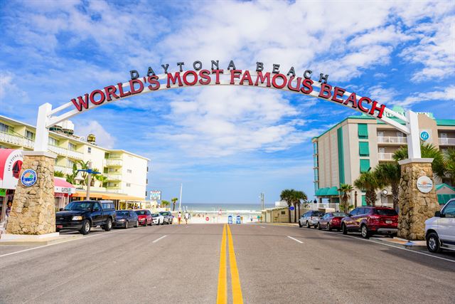 Daytona Beach "World's Most Famous Beach" arch over the beach approach road