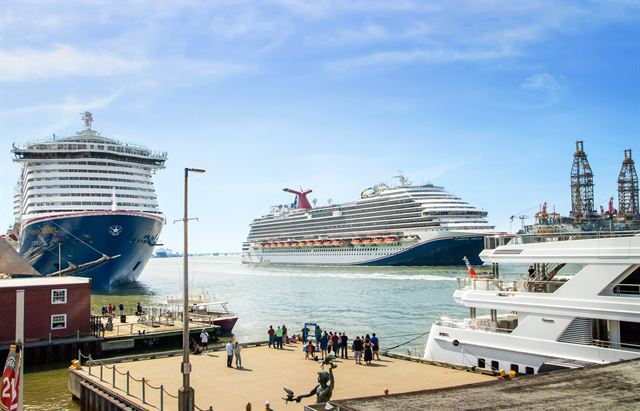 Carnival Jubilee and Carnival Dream docked at the Port of Galveston, Texas
