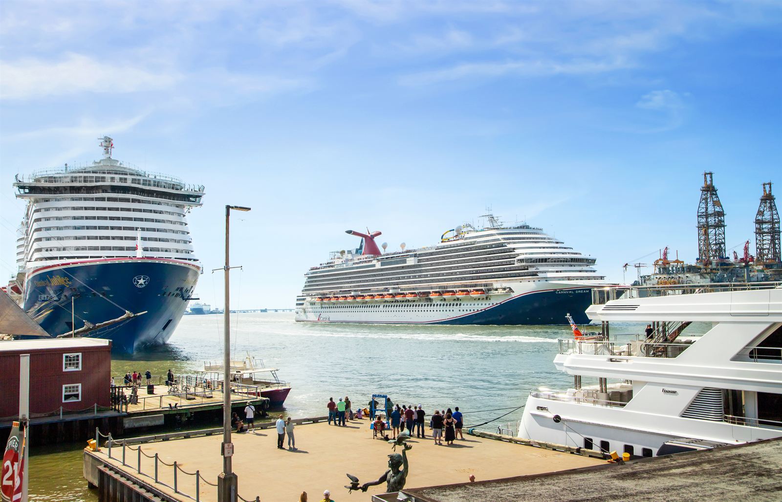 Carnival Jubilee and Carnival Dream docked at the Port of Galveston, Texas