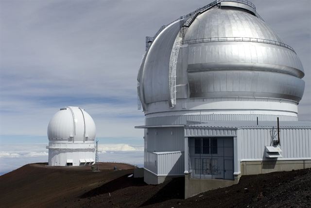 Observatory domes on the summit of Mauna Kea