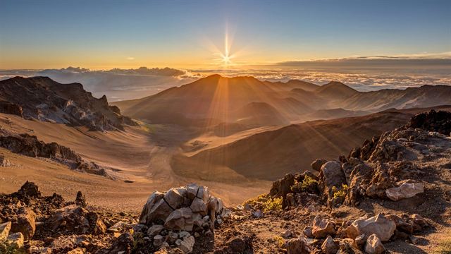 Sunrise over the Haleakala crater summit
