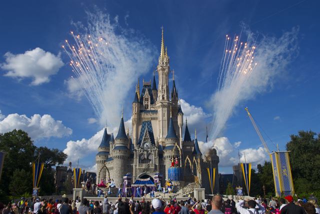 Cinderella Castle at the Magic Kingdom with fireworks