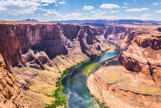 Colorado River winding through Glen Canyon at Horseshoe Bend near Page, Arizona