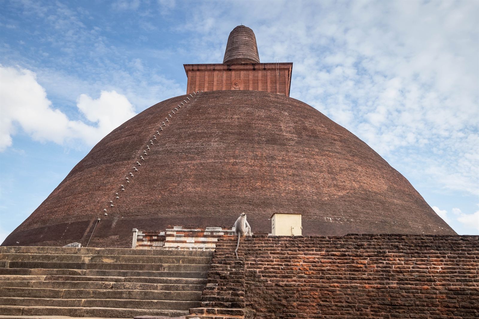 Brick Jetavanaramaya dagoba stupa against blue sky in Anuradhapura, Sri Lanka