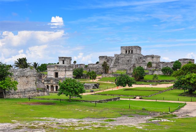 El Castillo temple and lawns of the Tulum archaeological site
