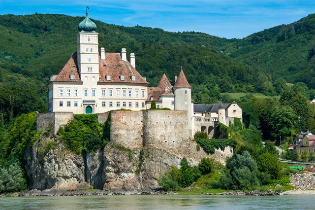 Schonbuhel Castle on a rock above the Danube in the Wachau Valley